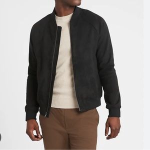 Men’s Vegan Suede Black Bomber Jacket Banana Republic